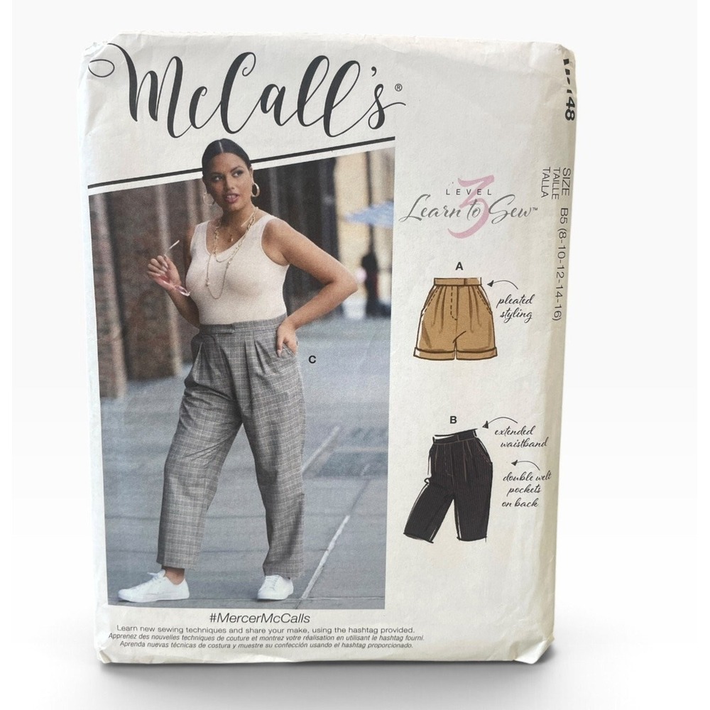McCall's Sewing Pattern Misses 8-16 M148 Pleated Wide Leg Pants Shorts Uncut FF